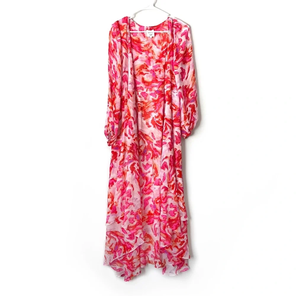 MISA LA Rose Talitha Layering Sheer Print Duster Maldive Marble Sz S - Picture 3 of 7